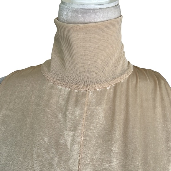 NWT Zara Light Gold Beige Satin High Neck Sleeveless Rayon Slip Maxi Dress - S - Picture 7 of 16